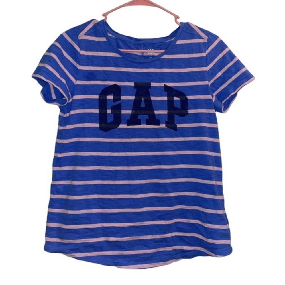 Gap Easy Tee Blue and Pink Short Sleeve Relax Fit Logo T-shirt Size Small